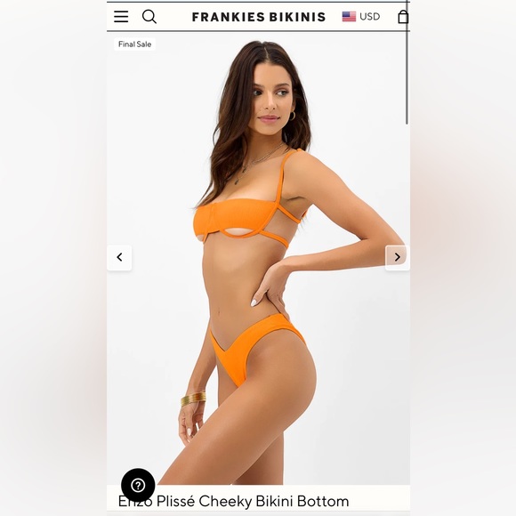 Frankie’s Bikinis Plissé Bikini in Papaya NWT - Picture 4 of 9